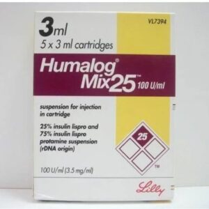 Humalog Mix 25 100IU Cartridges Eli Lilly